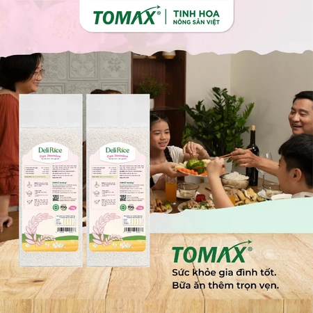 Combo 2 Túi Gạo Jasmine Deli Rice 1kg Dẻo Mềm, Tơi Xốp, Ngọt Thơm Tự Nhiên - TOMAX