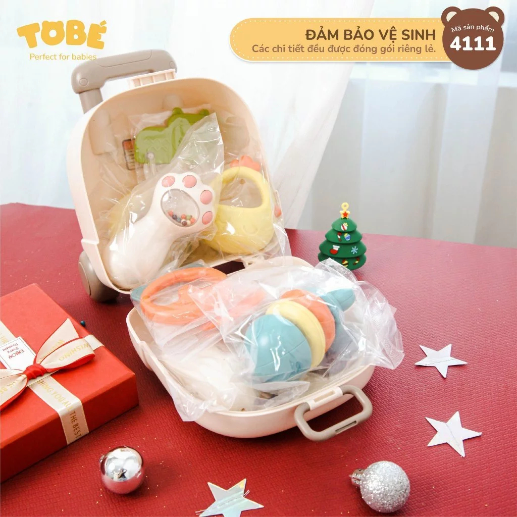 Bộ Đồ Chơi Xúc Xắc Tobe 10 Chi Tiết - Bộ Xúc Xắc Gặm Nướu Cho Bé (QT)