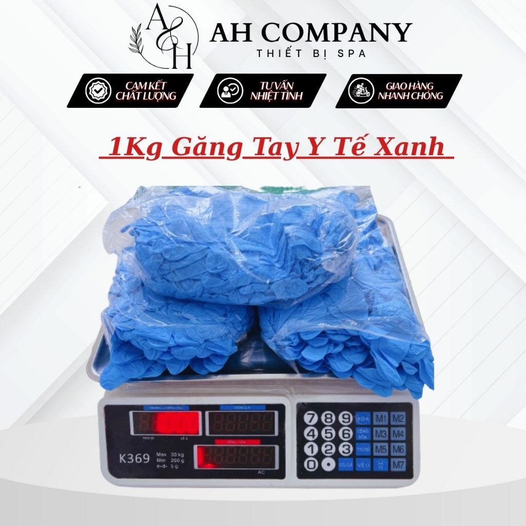 1Kg Găng Tay Nitrile xanh bao tay Cao Su chuyên dùng cho phòng khám, Spa phun xăm thẩm mỹ được 200-250 chiếc
