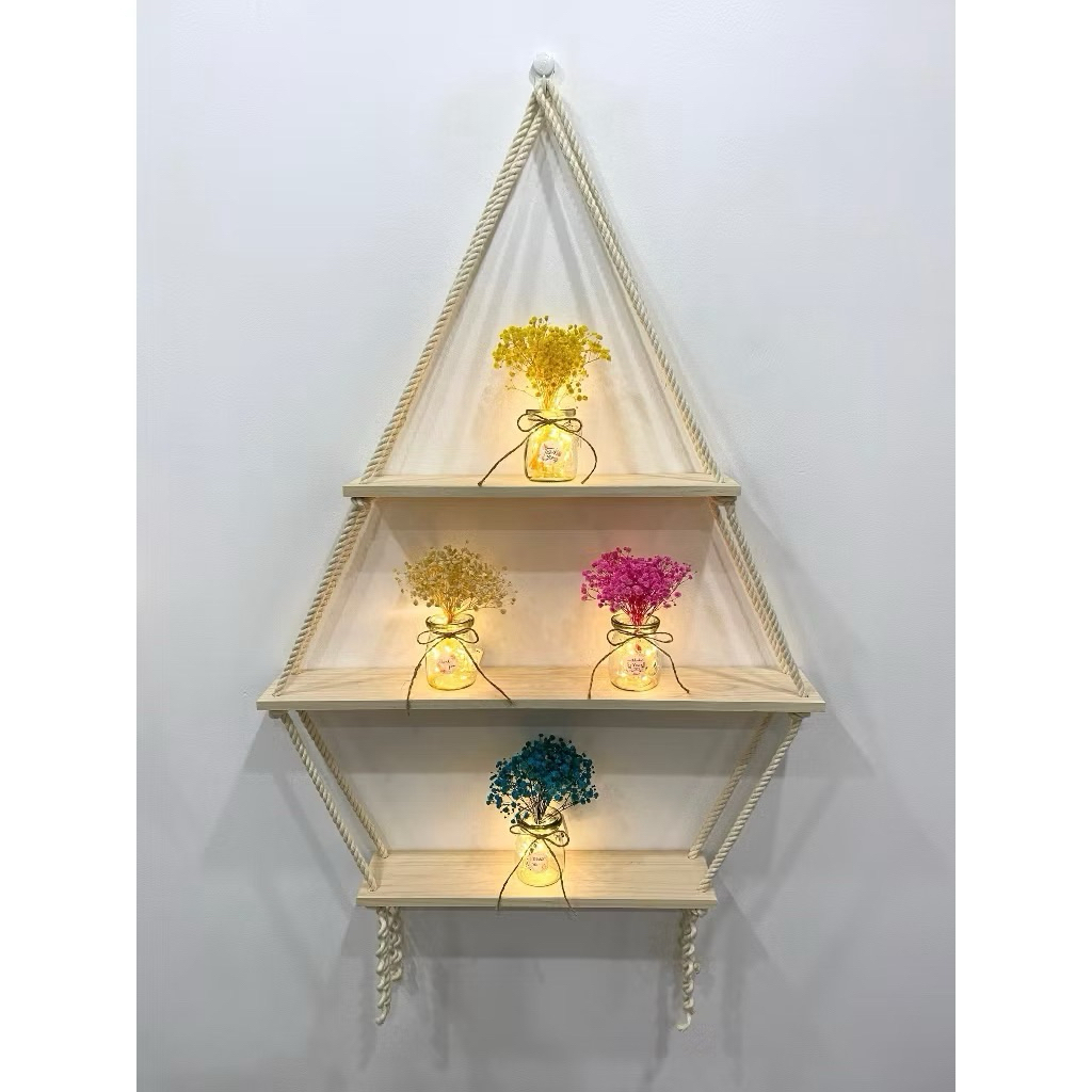 Kệ Treo Dây Thừng – Kệ Gỗ Trang Trí Tường Phong Cách Hàn Quốc – Kệ Treo Tường Decor