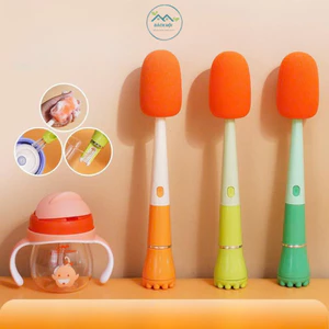 Bộ Cọ Rửa Bình Sữa, Chai Lọ, Ly Cốc 3 Trong 1 Đa Năng, Cọ Rửa Kèm Mút Tạo Bọt Làm Sạch Hiệu Quả