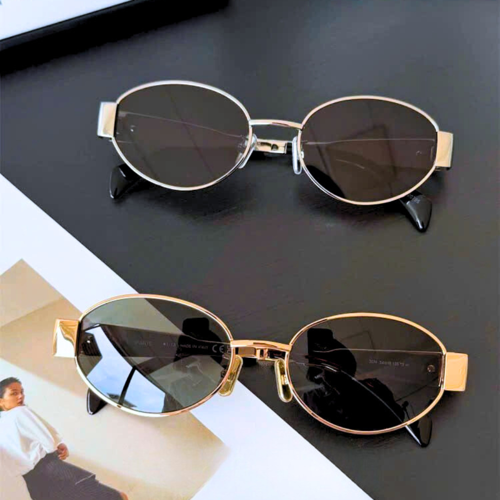Kính Râm Oval Nhỏ Thời Trang Retro Đi Biển EYERIBY Kính Mát Gọng Kim Loại Vàng Lisa Style Unisex Che Nắng Siêu Đẹp R9