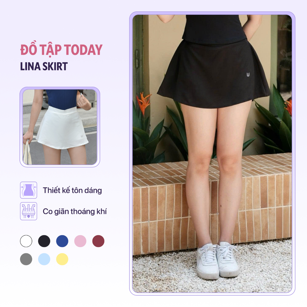 Chân váy thể thao nữ Lina Skirt chơi pickleball, cầu lông, tennis Today U Wear