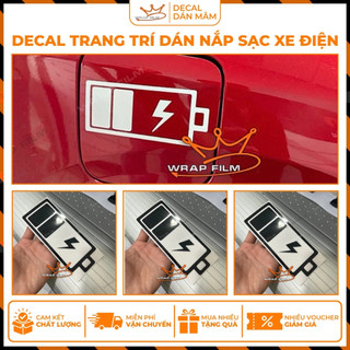 Decal trang trí dán nắp sạc xe điện hình Pin - Decal trang trí cao cấp bền màu không thấm nước