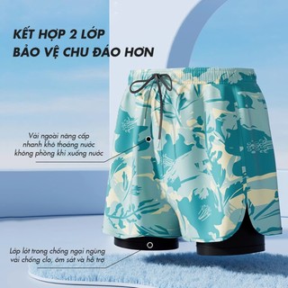 Đồ bơi nam thời trang YOUYOU 2 lớp nhanh khô thoáng khí co giãn 4 chiều phù hợp đi biển hồ bơi