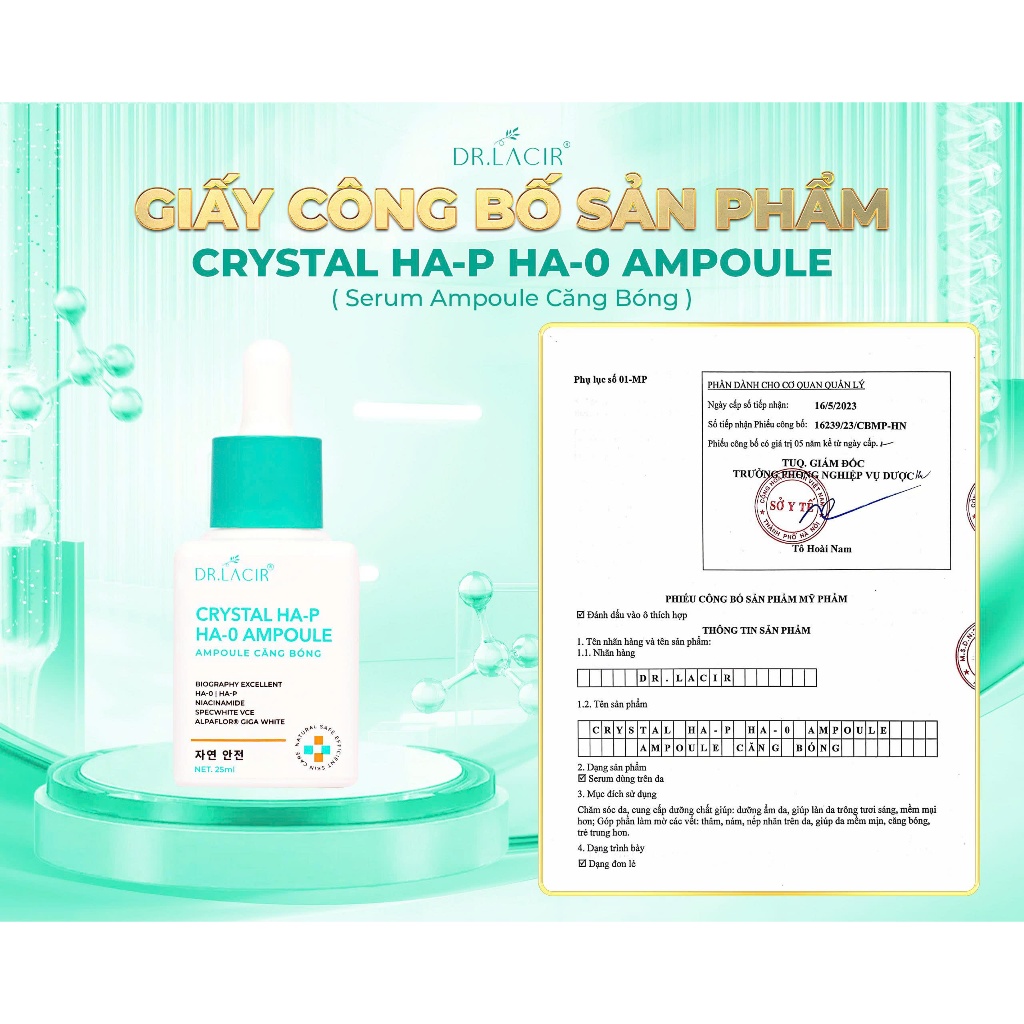Serum Tinh Thể Vàng Crystal DR.LACIR Cấp Ẩm Da, Chống Lão Hóa, Se Khít Lỗ Chân Lông