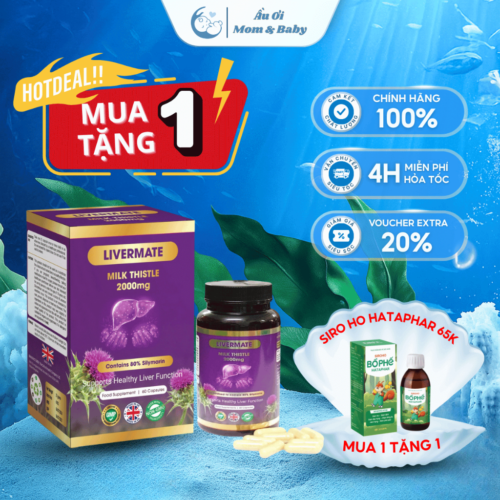 [TẶNG SIRO HO 65K] Viên Uống Giải Độc Gan Livermate - Hỗ trợ Tăng Cường Bảo Vệ Gan Khỏi Tổn Thương - 60 Viên