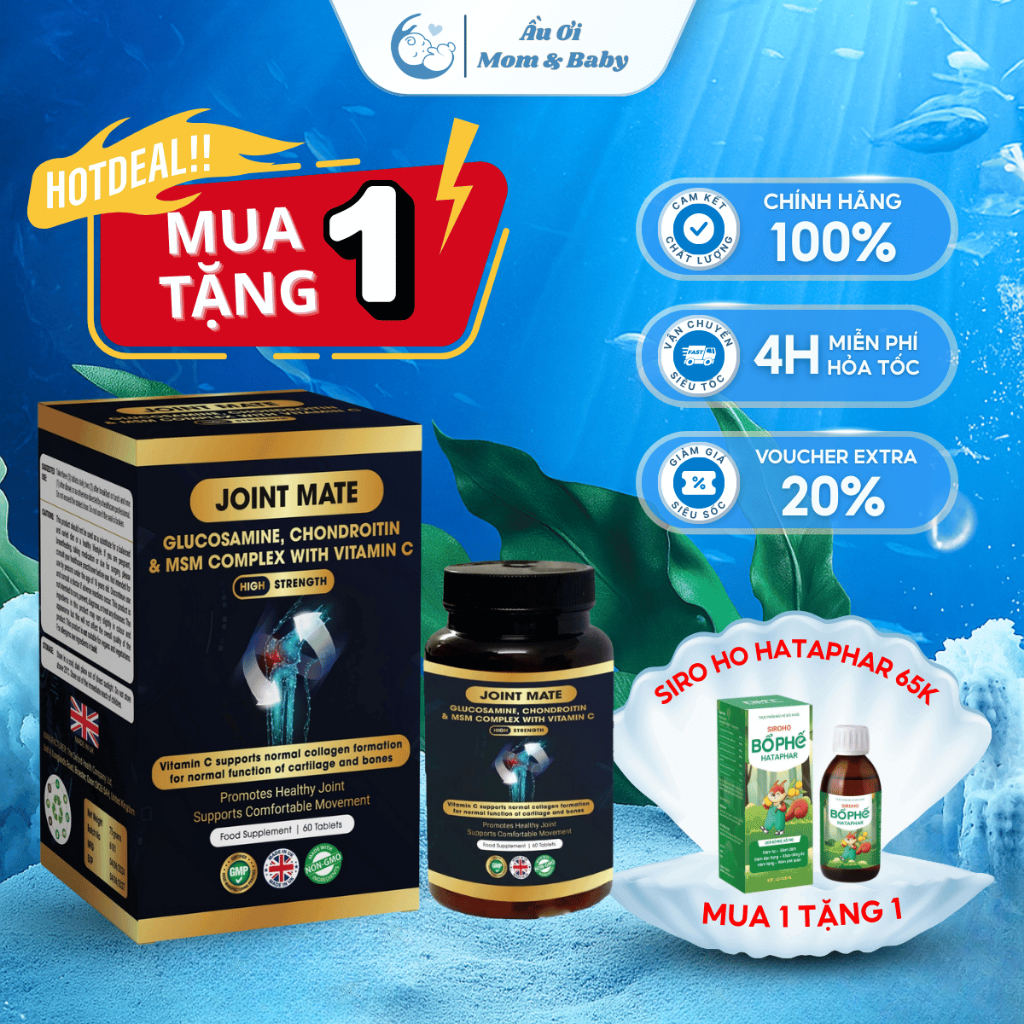 [TẶNG SIRO HO 65K] Viên Uống Joint Mate - Bổ Sung Phục Hồi Và Tái Tạo Mô Sụn Khớp, Giảm Đau Nhức Khớp - 60 Viên