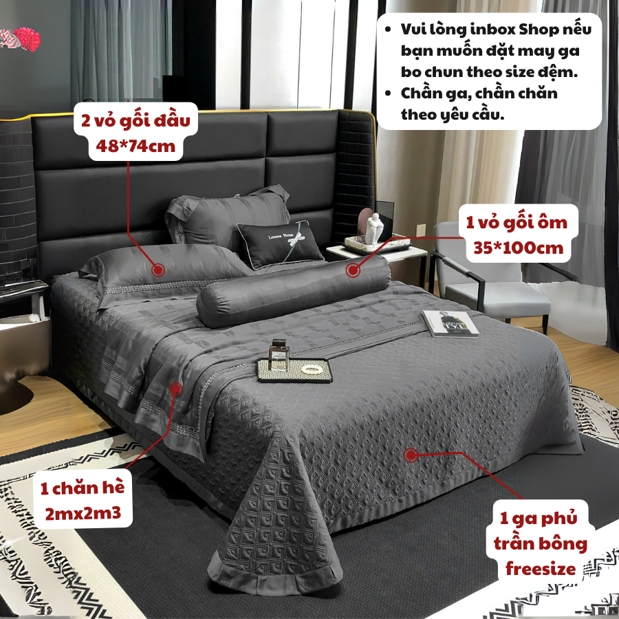 Bộ chăn ga gối tecnel mềm mại MemMinbedding Luxury sang trọng tinh tế cuốn hút - (L4994)(TỔNG HỢP 25)