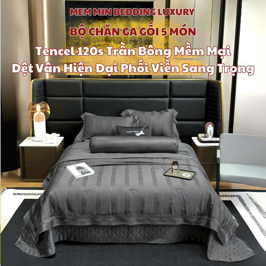 Bộ chăn ga gối tecnel mềm mại MemMinbedding Luxury sang trọng tinh tế cuốn hút - (L4994)(TỔNG HỢP 25)