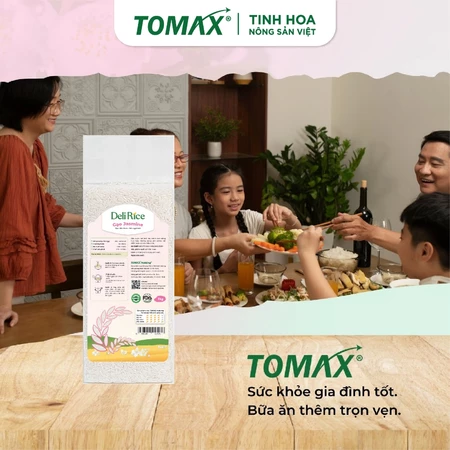 Gạo Jasmine Deli Rice 1kg Dẻo Mềm, Tơi Xốp, Ngọt Thơm Tự Nhiên - TOMAX