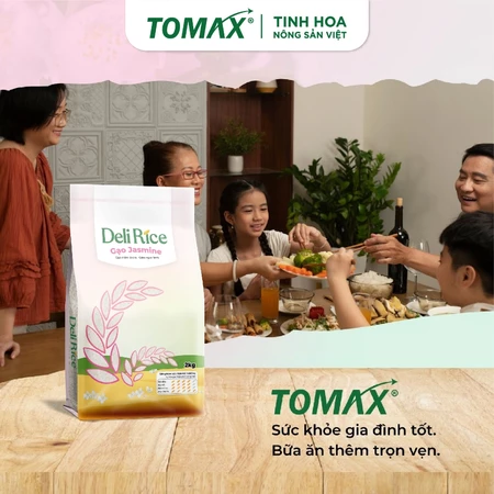 Gạo Jasmine Deli Rice 2kg Dẻo Mềm, Tơi Xốp, Ngọt Thơm Tự Nhiên - TOMAX