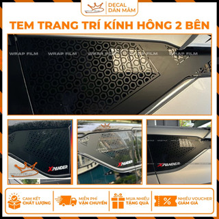 Tem trang trí kính hông 2 bên Xpander hình tổ ong phản quang sắc nét, chất liệu decal đen mờ cao cấp