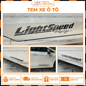 Tem xe ô tô chữ Lightspeed racing- Tem trang trí 2 bên sườn ô tô - Tem dán đa vị trí