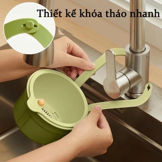 Giỏ lọc rác [Có Dây Treo] thực phẩm treo bồn rửa đa năng - Nắp tự động, lỗ thoát nước thông minh kèm rổ rửa trái cây