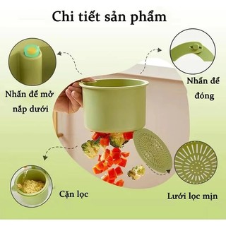 Giỏ lọc rác [Có Dây Treo] thực phẩm treo bồn rửa đa năng - Nắp tự động, lỗ thoát nước thông minh kèm rổ rửa trái cây