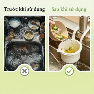 Giỏ lọc rác [Có Dây Treo] thực phẩm treo bồn rửa đa năng - Nắp tự động, lỗ thoát nước thông minh kèm rổ rửa trái cây