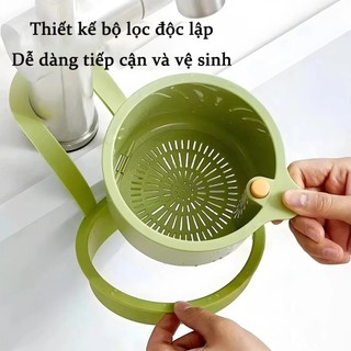 Giỏ lọc rác [Có Dây Treo] thực phẩm treo bồn rửa đa năng - Nắp tự động, lỗ thoát nước thông minh kèm rổ rửa trái cây