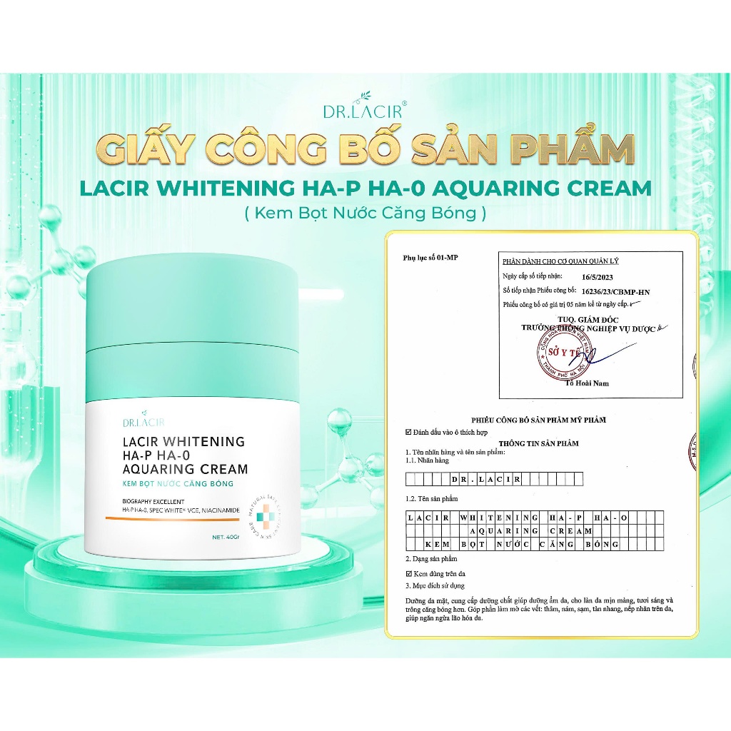 Kem Bọt Nước Căng Bóng DR.LACIR - Dưỡng Ẩm, Sáng da (40gr)