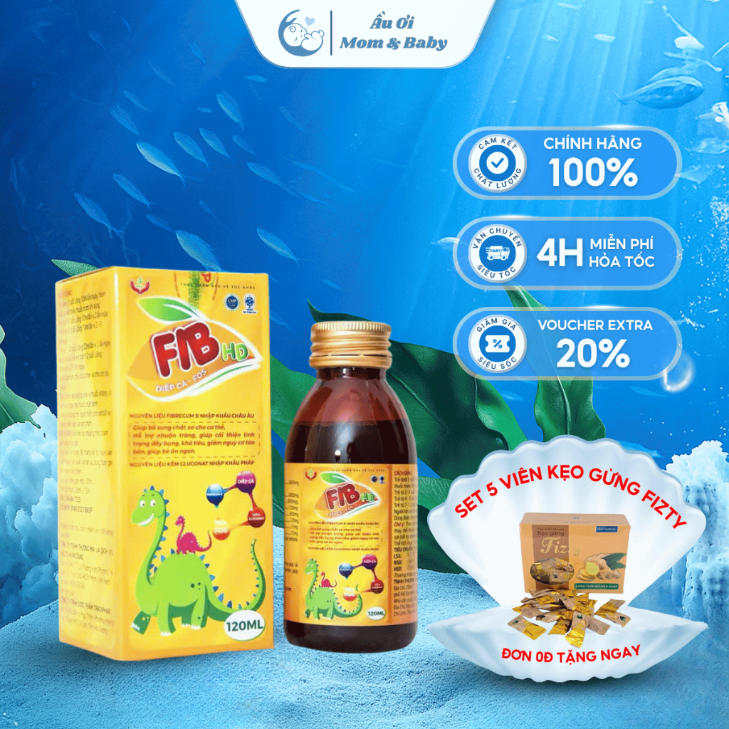[HÀNG CTY + QUÀ] SIRO FIB SYRUP HD Giảm Táo Bón, Tăng Sức Đề Kháng Cho Bé Từ 3 Tháng Tuổi 120ML