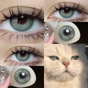 Lens mắt 839 Green màu xanh tia mắt mèo có viền nổi bật, size vừa - thương hiệu LUNA EYES