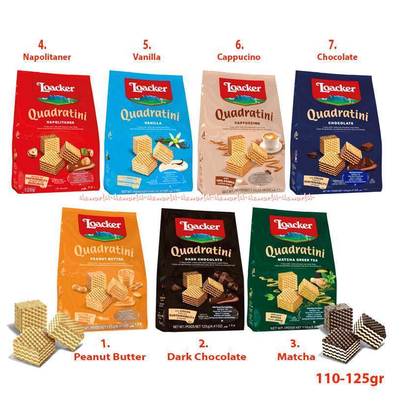 Bánh xốp Loacker Quadratini nhập khẩu Ý nhiều vị 125g 110g , socola ...