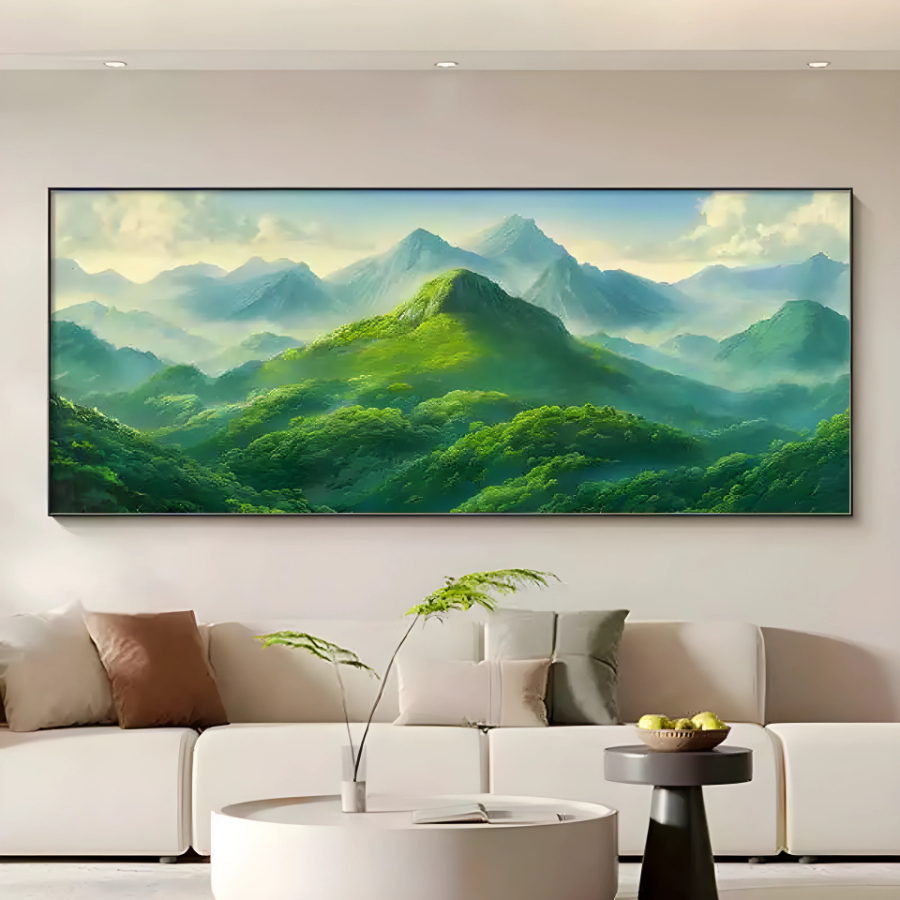 Tranh Núi Non Hùng Vĩ Phong Cảnh Thiên Nhiên Tráng Gương Cao Cấp Treo Phòng Khách - OHA Decor