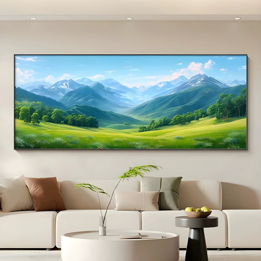 Tranh Núi Non Hùng Vĩ Phong Cảnh Thiên Nhiên Tráng Gương Cao Cấp Treo Phòng Khách - OHA Decor