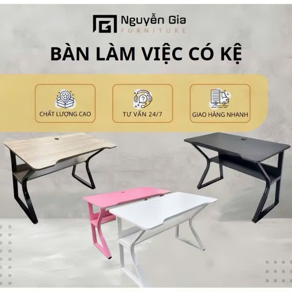bàn làm việc, bàn gaming chữ K uốn chân sắt cứng cáp có kệ sách | BigBuy360 - bigbuy360.vn