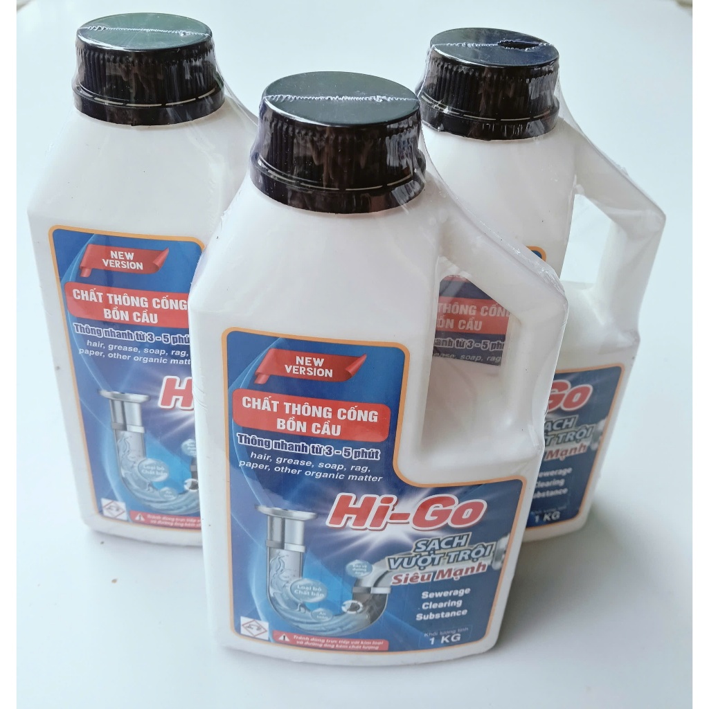 Combo 3 Chai Chấthông Cống Và Bồn Cầu Hi Go 1Kg - Hình Ảnh Thực Tế