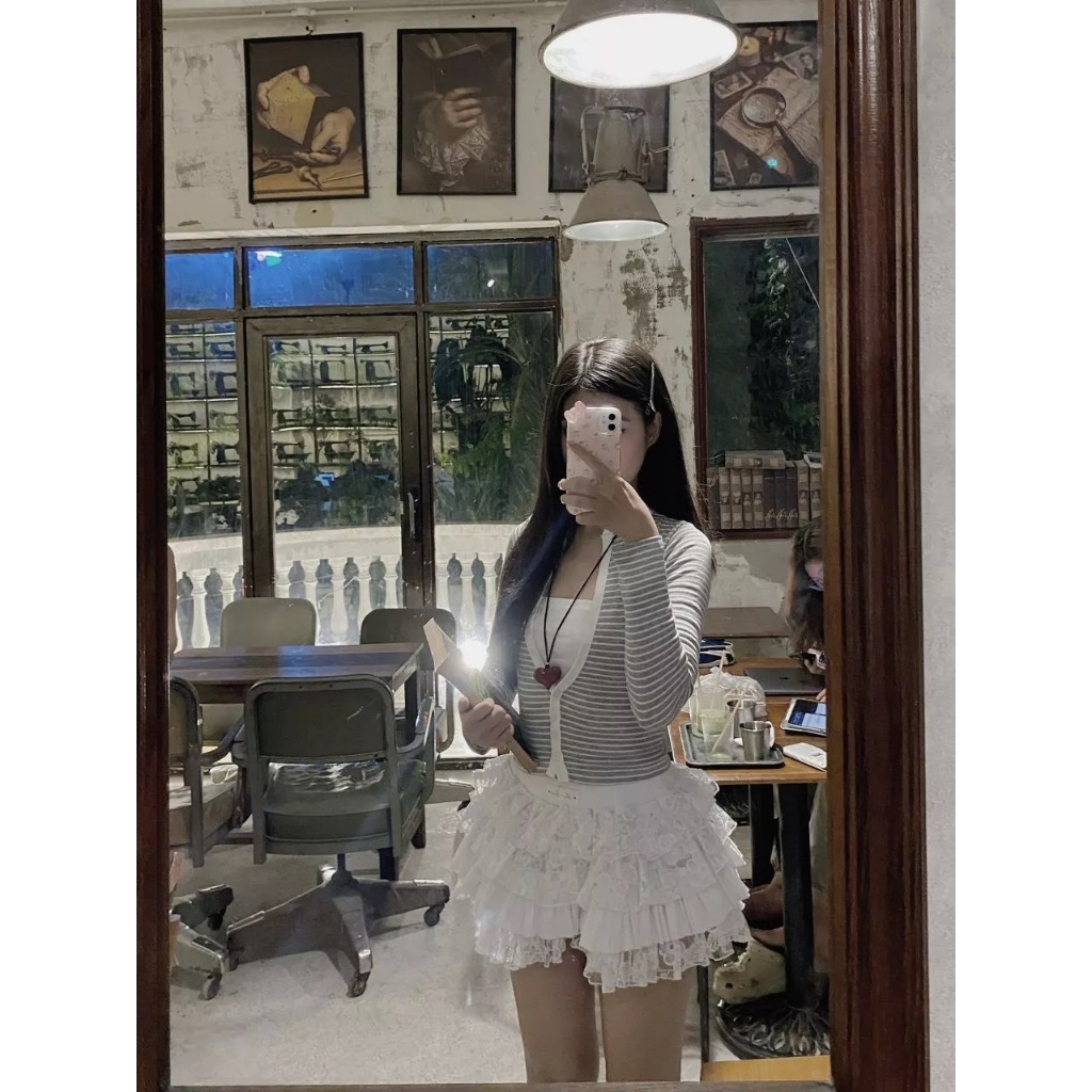 | LYN WEAR | Áo Thun sọc ngang Tay Dài Cổ Cao Form Gọn Cardigan Nút Cài - Co Giãn 4 Chiều