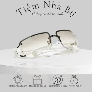 Mắt kính thời trang Y2K Bự Store Không gọng Senior Mặt gương Hiphop Hot kiểu dáng sành điệu Phong cách trẻ trung