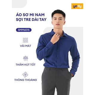 Áo sơ mi nam YODY dài tay, cổ đức, vải sợi tre chống nhăn, thoáng mát MOSH25A174