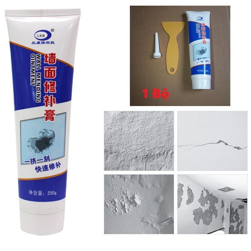 Tuýp Keo Vá Tường, Trám Vết Nứt, Khe Hở Trên Bề Mặt Tường Đa Năng (250g) - Chống Mốc Ẩm Làm Sạch Tường