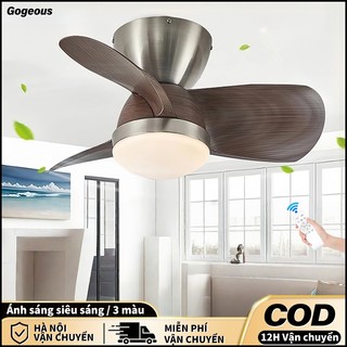 Quạt trần đèn,quạt trần mini 3 cánh cơ 6 mức gió, đèn 3 chế độ sáng trang trí phòng khách