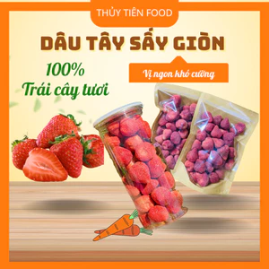 THUYTIENFOOD Dâu Tây Sấy Giòn - Snack Trái Cây Ăn Vặt Healthy - Giòn Rụm