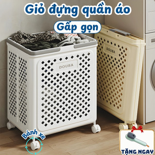 Giỏ Đựng Quần Áo Gấp Gọn Có Bánh Xe MAISON Giỏ Nhựa Đựng Đồ Giặt Nhà Tắm, Chất Liệu ABS Cao Cấp