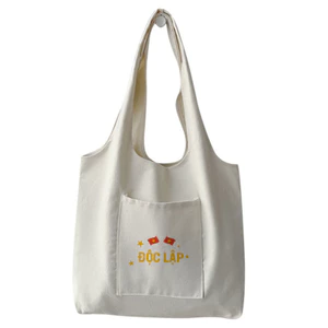 Túi tote liền thân in hình 2 lá cờ ĐỘC LẬP xinh xắn dễ thương túi vải canvas đeo vai đi chơi đi học tuicwh0234
