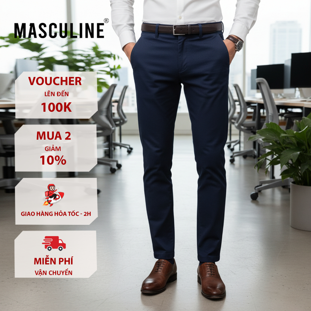 Quần kaki nam cao cấp MASCULINE, Quần vải kaki kiểu dáng slim fit, dễ dàng phối đồ - MK22.2