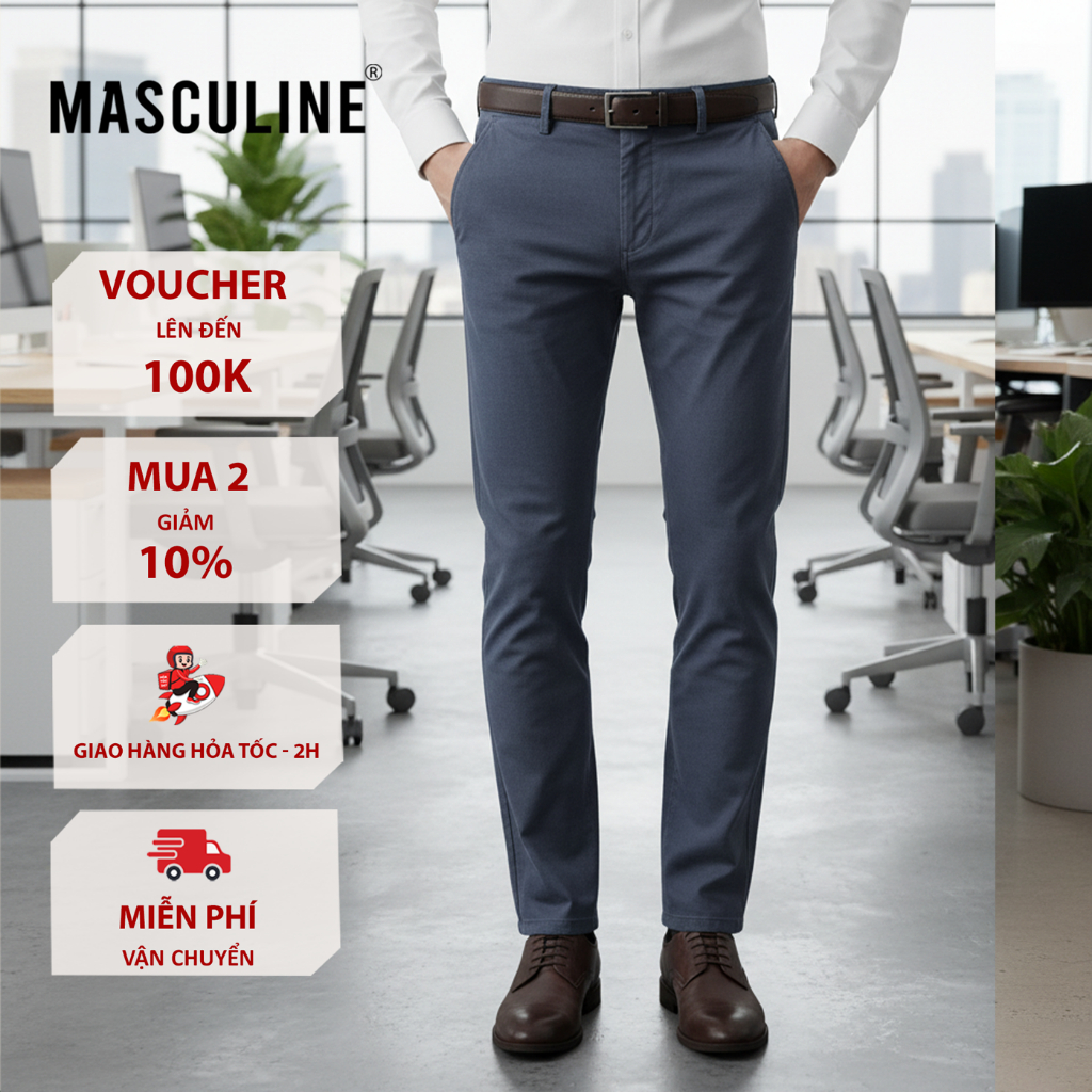 Quần kaki nam Masculine cao cấp, dáng slim fit ôm sát, co giãn tốt, phối đồ dễ dàng - MK23.1