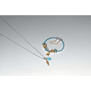 Charm Pandora Mạ Vàng 14K Cá Ngựa - Vũ Điệu Biển Xanh