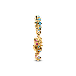 Charm Pandora Mạ Vàng 14K Cá Ngựa - Vũ Điệu Biển Xanh