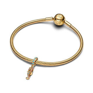 Charm Pandora Mạ Vàng 14K Cá Ngựa - Vũ Điệu Biển Xanh