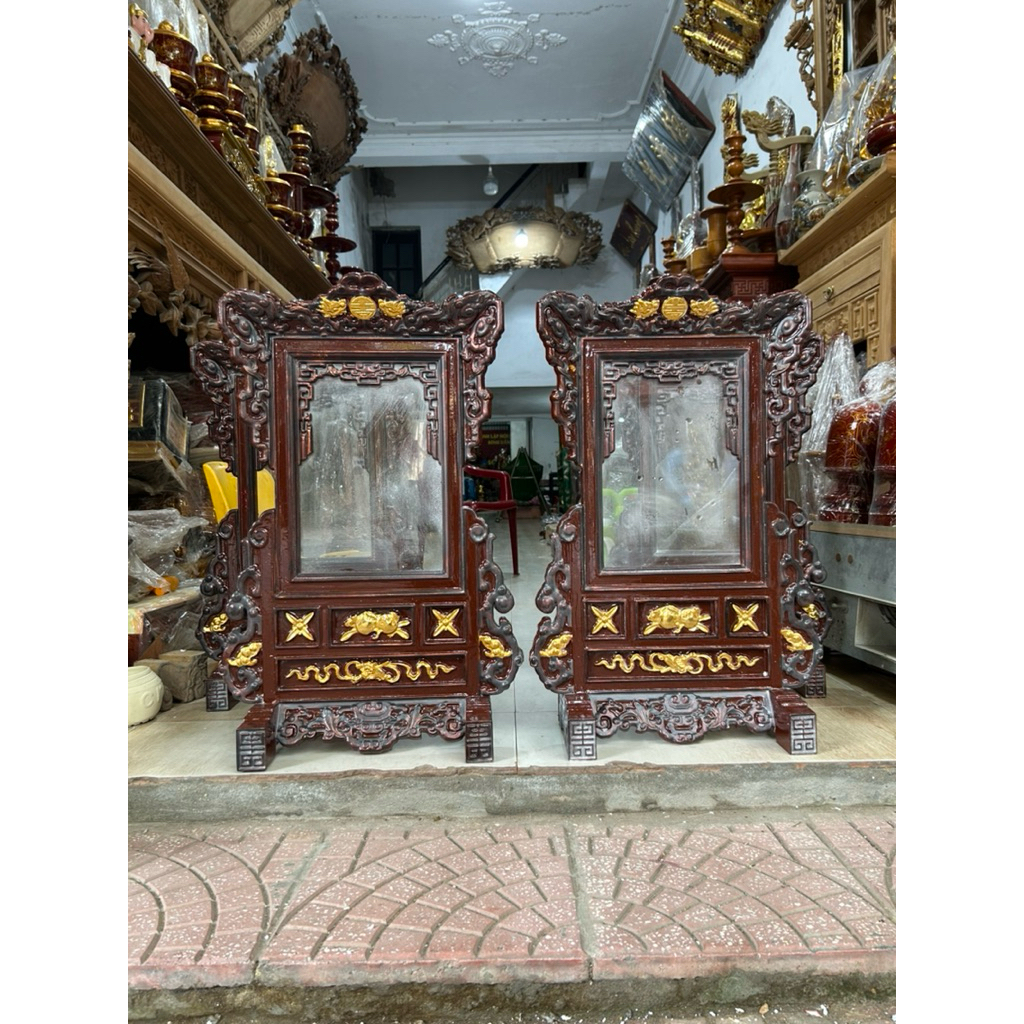 Khung ảnh thờ gỗ mít Sơn giả cổ hàng cao cấp