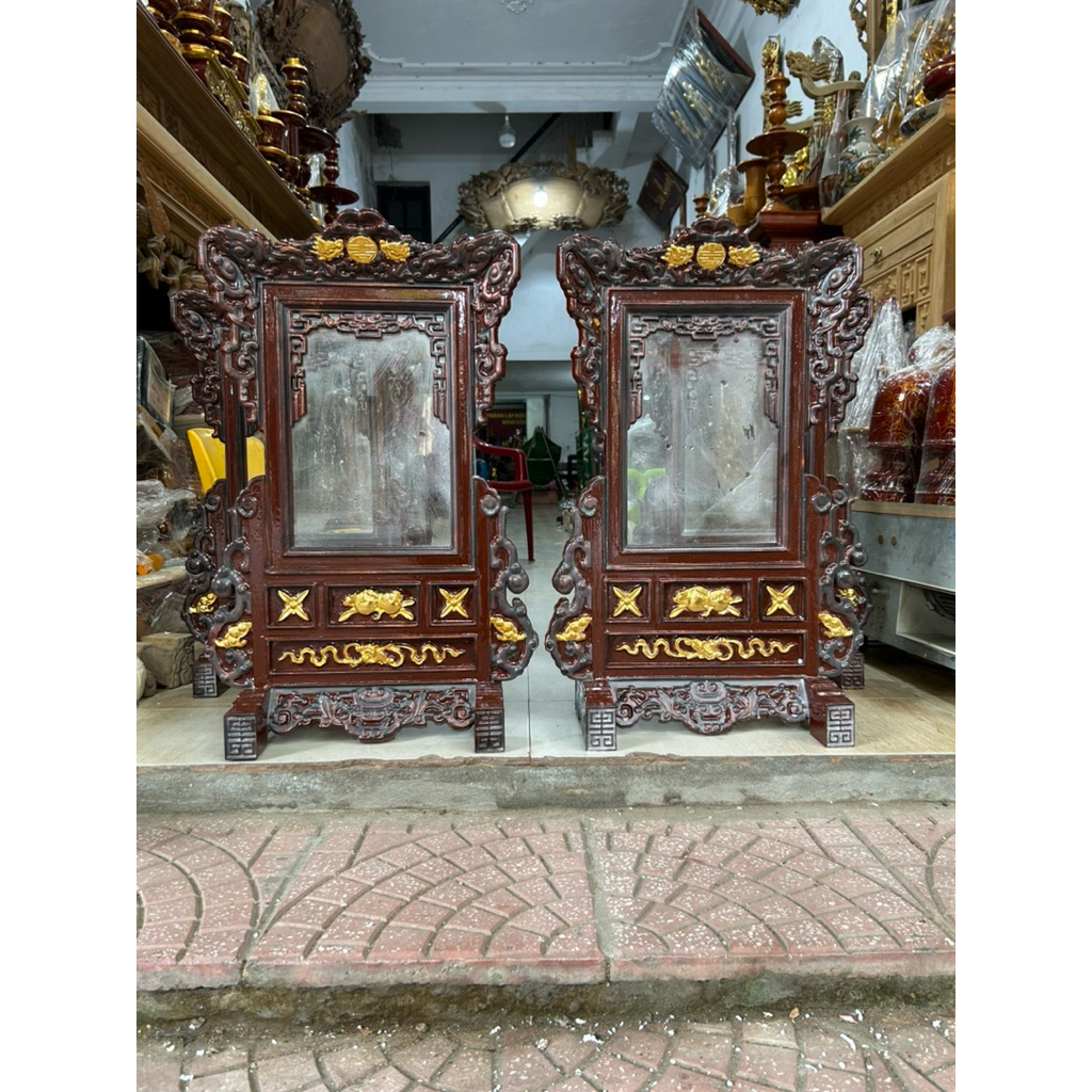 Khung ảnh thờ gỗ mít Sơn giả cổ hàng cao cấp