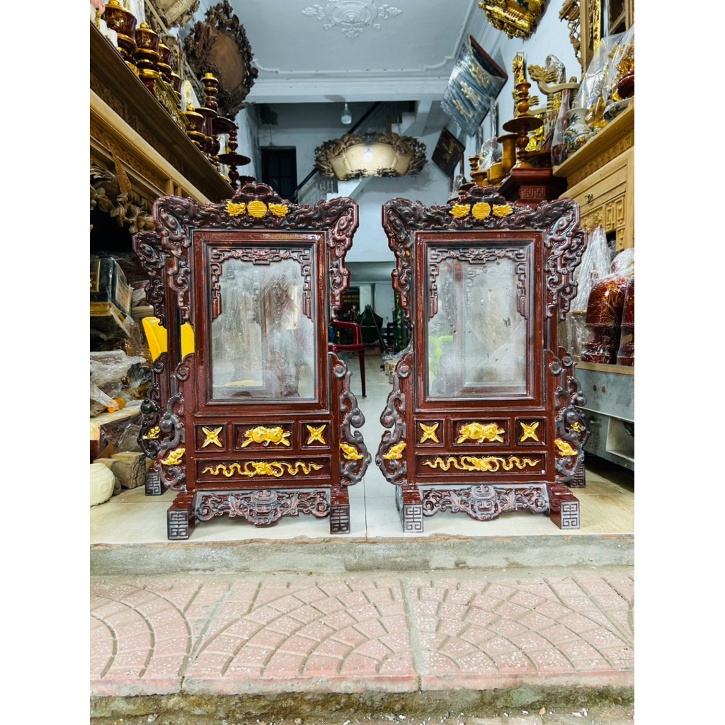 Khung ảnh thờ gỗ mít Sơn giả cổ hàng cao cấp