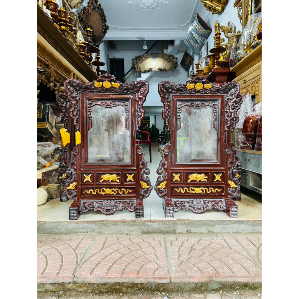 Khung ảnh thờ gỗ mít Sơn giả cổ hàng cao cấp