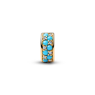 Charm Bấm Pandora Mạ Vàng 14K Đính Đá Xanh Dương