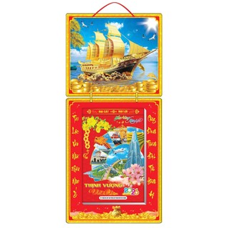 Lịch tết 2026, bìa gấp giữa kt 30x65cm gắn bloc 20x30cm