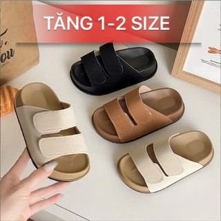 FORM NHỎ Dép Lê Đế Cao Su Mềm Quai Da Lộn Quai Dính Cho Bé Trai Bé Gái K049